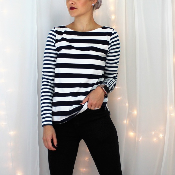 J. Crew Factory Tops - J.Crew Long-Sleeve Mixed-Stripe T-shirt